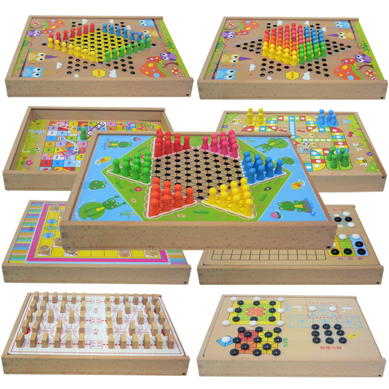 木质多功能棋盘跳棋飞行棋斗兽棋象棋军棋五子棋套装儿童益智玩具|msdalam kategori mod main/animasi/Zhou Bian/cos/permainan papan, Chess/permainan papan, catur lain/permainan meja - dari Buy2taobao.com untuk memberikan perkhidmatan ejen Taobao profesional membeli
