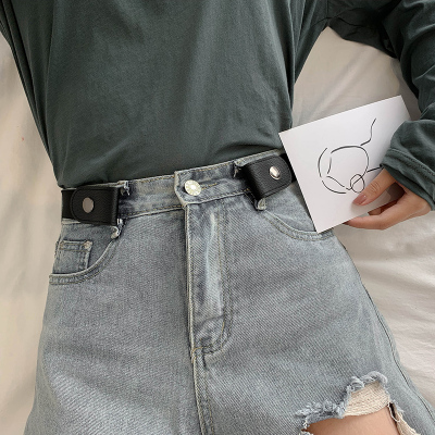牛仔裤皮带女士无痕弹力百搭隐形松紧免打孔装饰ins风懒人腰带男