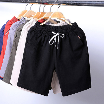 短裤男士马裤子潮流韩版宽松运动休闲夏季装薄款纯棉亚麻五分中裤