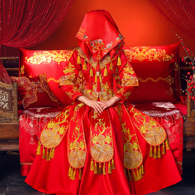 新娘中式刺绣红盖头结婚用品头帕巾婚庆头纱婚礼喜帕