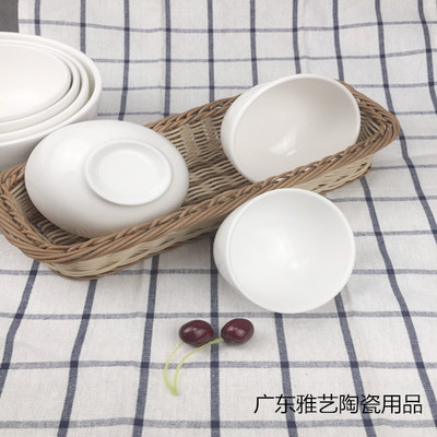 包邮酒店西餐厅饭店用陶瓷餐具饭店加厚白色小碗饭碗汤碗