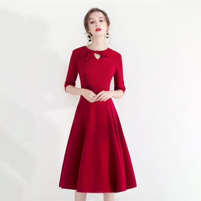 敬酒服新娘女2019新款现代结婚订婚晚礼服红色回门连衣裙平时可穿