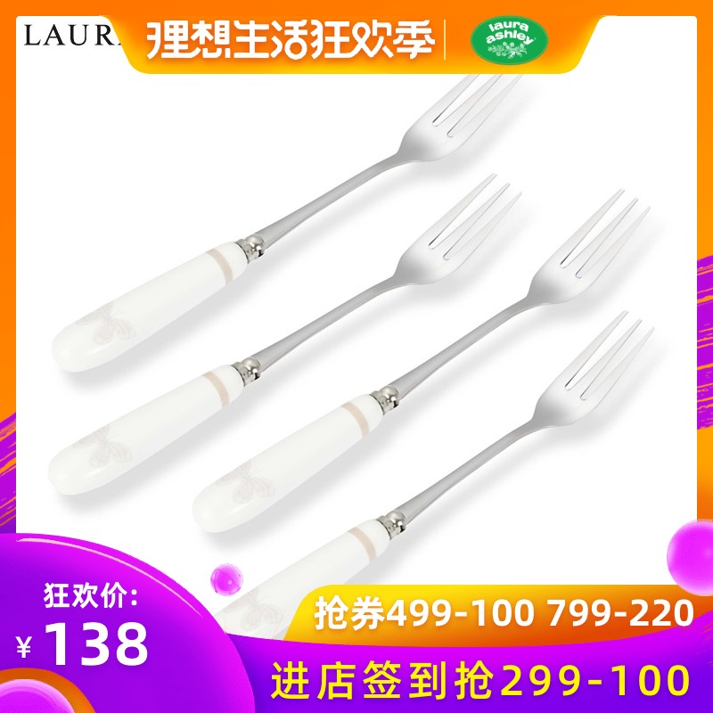 Laura Ashley罗兰爱思 蝴蝶花园印花陶瓷蛋糕叉四件套 欧式水果叉|msdalam kategori pinggan mangkuk, pinggan mangkuk, sangkar pinggan mangkuk/rak - dari Buy2taobao.com untuk memberikan perkhidmatan ejen Taobao profesional membeli