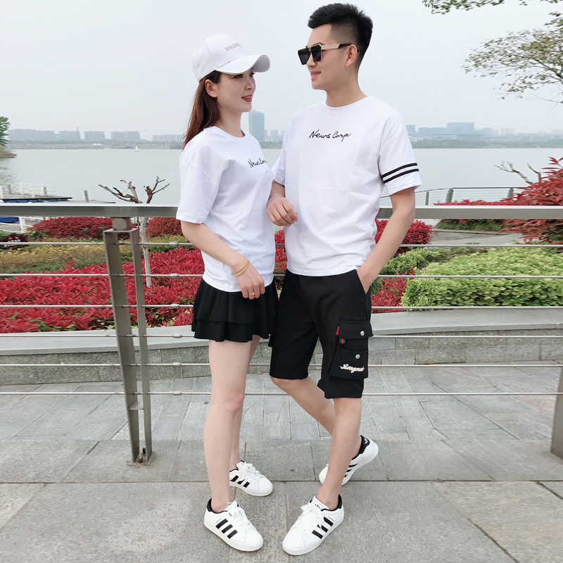 情侣套装2019新款短袖男女T恤夏装男士工装五分裤女生百皱裙短裙在类目 男装, T恤中 - 来自Buy2taobao.com提供专业的淘宝代购服务