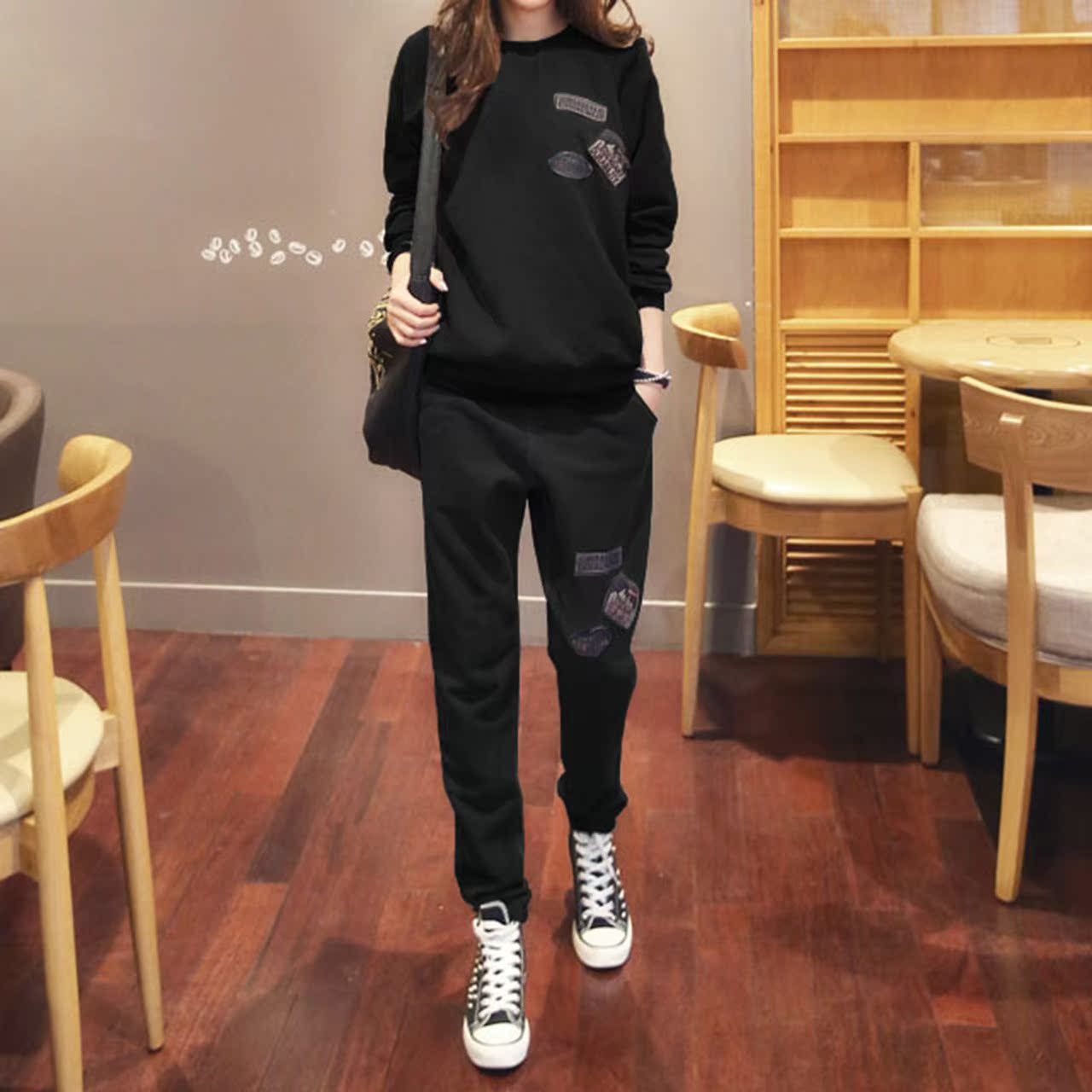 秋款卫衣配牛仔裤套装两件套女mm休闲跑步韩版宽松加绒卫衣套装女在类目 女装/女士精品, 大码女装中 - 来自Buy2taobao.com提供专业的淘宝代购服务