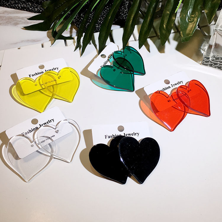 the republic of korea Harajuku Summer Sweet heart-shaped lovely Earrings on vacation transparent Acrylic love Like a breath of fresh air Ear Studsin the Accessories/Fashion Jewelry, Earring , Earrings category - from Buy2taobao.com to provide professional Taobao agent buy service