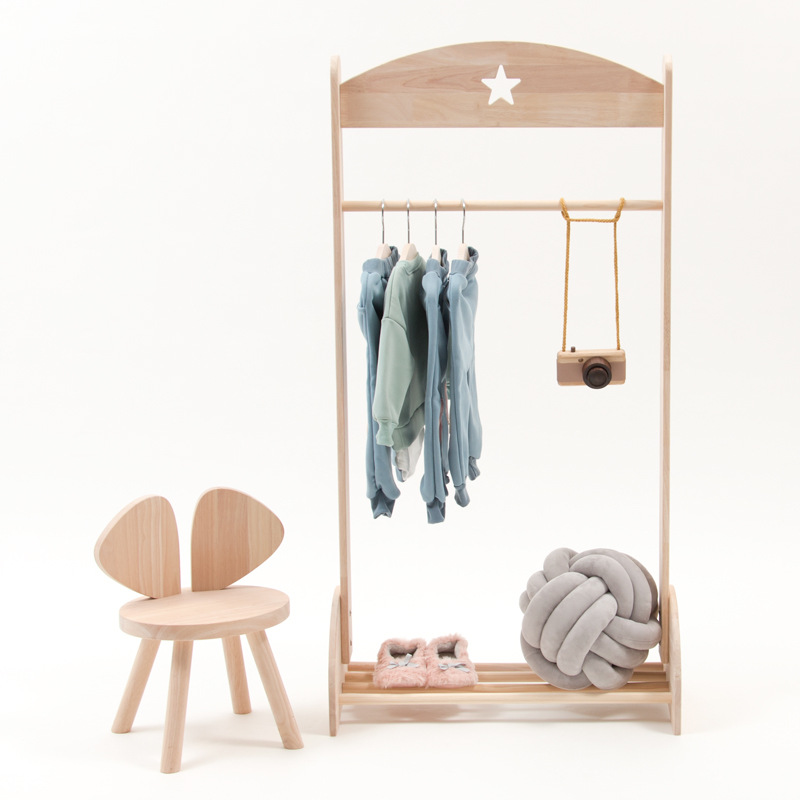 ins Nordic solid wood star coat hanger woodiness children to ground coat hanger Children's clothing store clothes Display rack goods shelvesin the Residential furniture , Shelf , Coat Rack category - from Buy2taobao.com to provide professional Taobao agent buy service