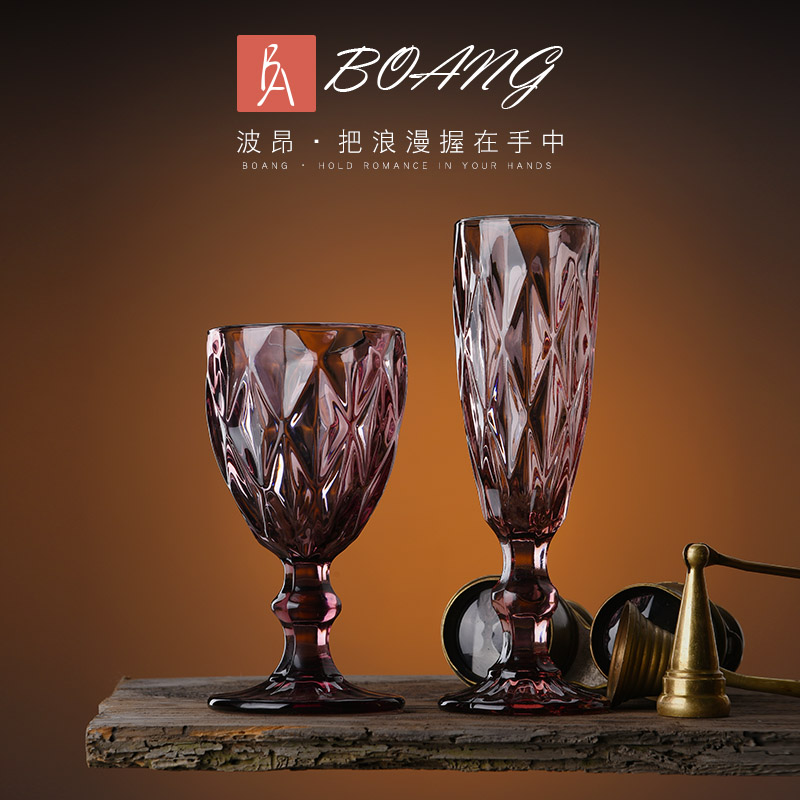 彩色红酒杯加厚玻璃高脚杯香槟杯复古创意酒杯2个装浮雕葡萄酒杯|msdalam kategori pinggan mangkuk, Flagon/Wineglass/Wine, Wineglass - dari Buy2taobao.com untuk memberikan perkhidmatan ejen Taobao profesional membeli