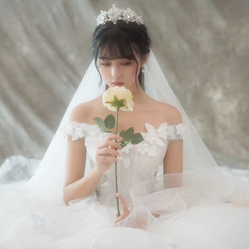 2019新款星空婚纱一字肩奢华结婚拖尾公主梦幻孕妇新娘抖音女赫本|msdalam kategori Butik wanita / wanita, perkahwinan/Cheongsam/pakaian, perkahwinan - dari Buy2taobao.com untuk memberikan perkhidmatan ejen Taobao profesional membeli