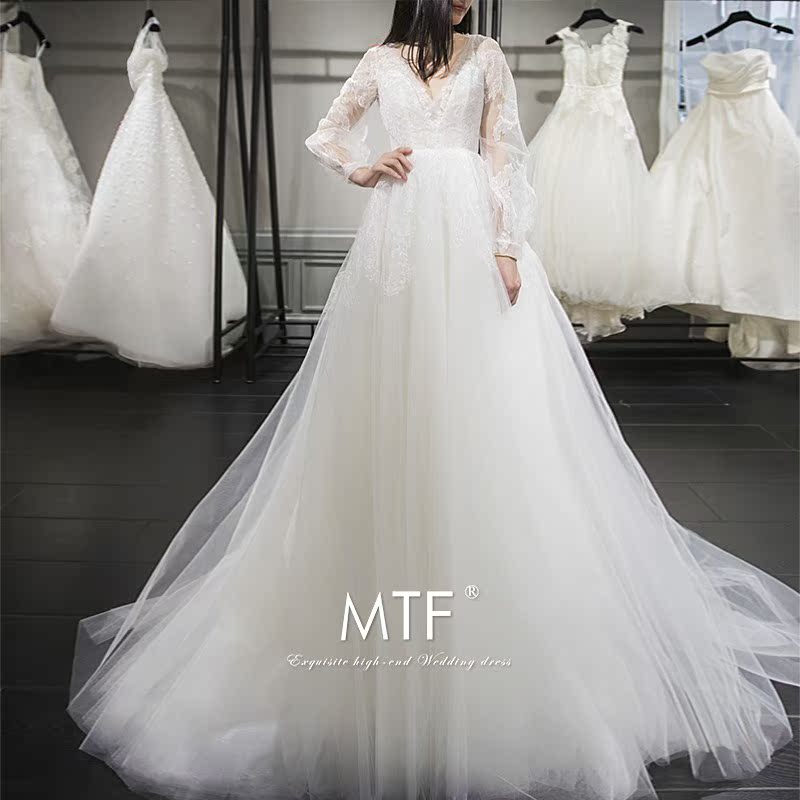 满庭芳新娘2019新款礼服婚纱结婚拖尾简约森系V领孕妇新娘显瘦在类目 女装/女士精品, 婚纱/旗袍/礼服, 婚纱中 - 来自Buy2taobao.com提供专业的淘宝代购服务