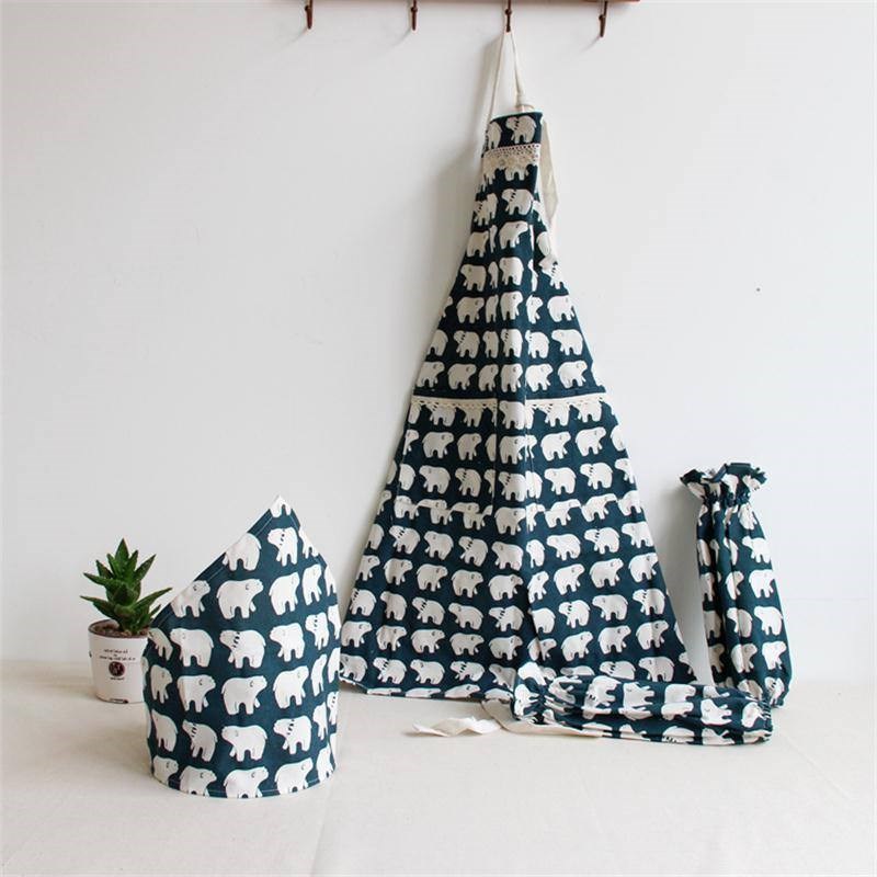 约条纹棉麻布艺围裙袖套头巾三件套厨房家居美甲咖啡店工作服|msdalam kategori keluarga/Alat Pembersihan peribadi, kerja-kerja rumah/Floor peralatan pembersihan, apron Set - dari Buy2taobao.com untuk memberikan perkhidmatan ejen Taobao profesional membeli