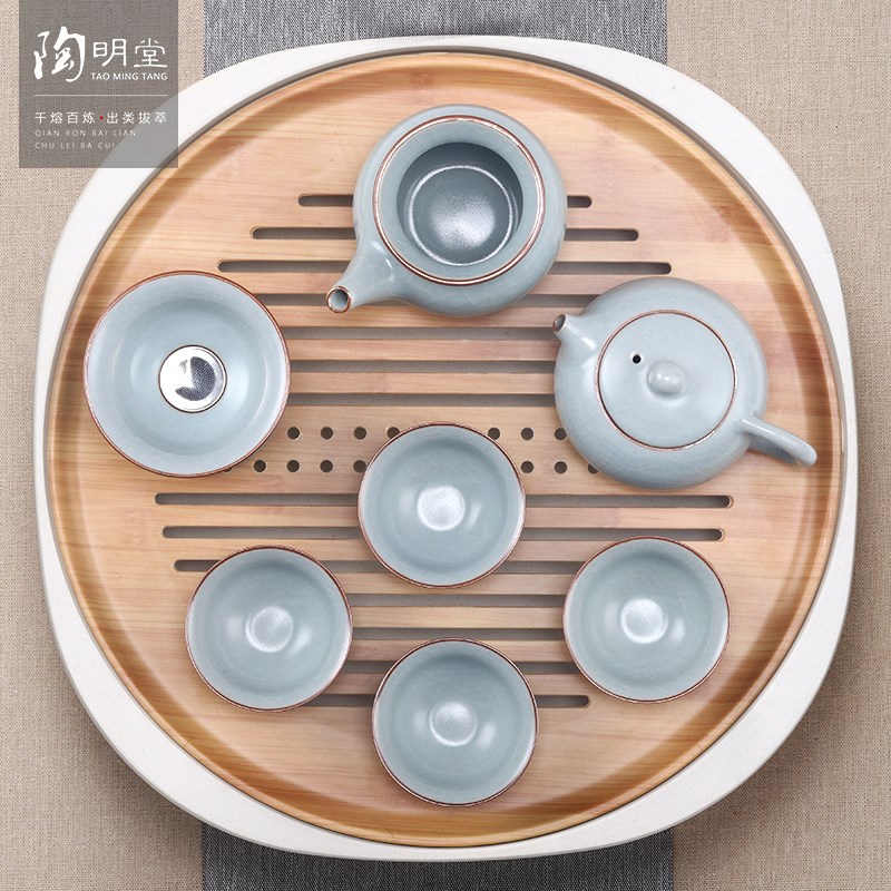 陶明堂汝窑功夫茶具套装 家用简约日系冰裂开片可养手工陶瓷茶具在类目 餐饮具, 茶具, 功夫茶具中 - 来自Buy2taobao.com提供专业的淘宝代购服务
