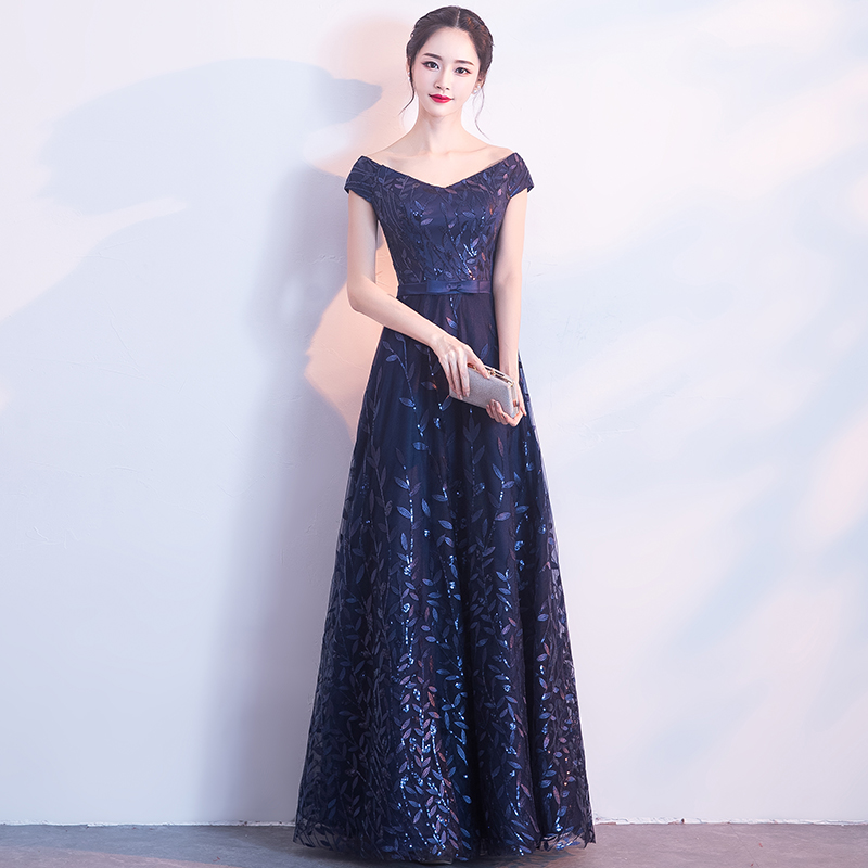 Banquet evening dress 2019 new pattern Noble grace black have more cash than can be accounted for Off Shoulder Show thin Host Dressin the Women's clothing/Boutique , Wedding/Cheongsam/Formal dress , Formal dress/Evening category - from Buy2taobao.com to provide professional Taobao agent buy service