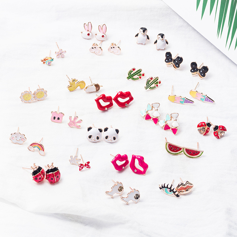 2019 Korean Edition Cartoon Earrings animal fruit Ear Studs Earrings Mixed batch Trinket girl studentin the Play mode/Anime/Periphery/cos/Board games , Cartoon/Animation around , Anime watch/Necklace/Accessories category - from Buy2taobao.com to provide professional Taobao agent buy service
