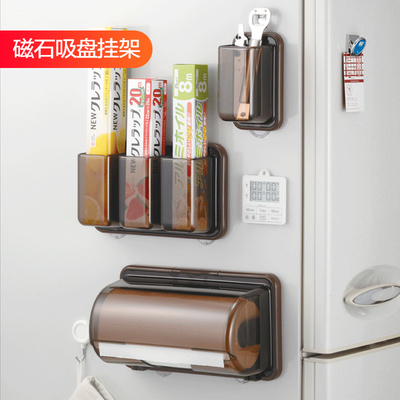 日本进口inomata厨房纸巾挂架卷纸架免打孔多格整理盒冰箱收纳架