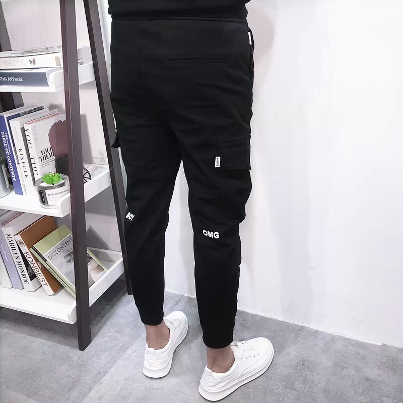 国潮日系工装微跨哈伦黑口袋字母束脚修身九分休闲裤潮男春夏新韩在类目 男装, 休闲裤中 - 来自Buy2taobao.com提供专业的淘宝代购服务