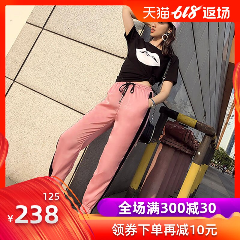 leisure time Sportswear suit summer 2019 new pattern Korean Edition fashion nerdy summer Ninth pants Two piece setin the Women's clothing/Boutique , Set/Student uniforms/Work uniforms , Leisure sports suit category - from Buy2taobao.com to provide professional Taobao agent buy service