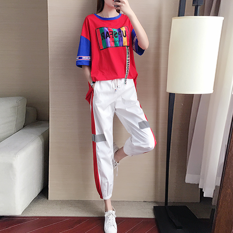 两件套装夏天运动女2019新款夏季时尚韩版休闲嘻哈宽松春秋跑步服在类目 女装/女士精品, 套装/学生校服/工作制服, 休闲运动套装中 - 来自Buy2taobao.com提供专业的淘宝代购服务