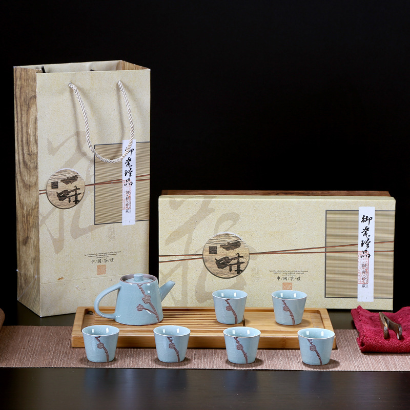 新款梅花浮雕茶具哥窯開片特色陶瓷茶具禮品套裝高檔贈品在類目 餐飲具, 茶具, 整套茶具中 - 來自Buy2taobao.com提供專業的淘寶代購服務