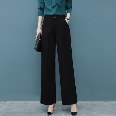 黑色阔腿裤女秋冬女裤2019春秋新款垂感高腰宽松坠感直筒大脚裤子