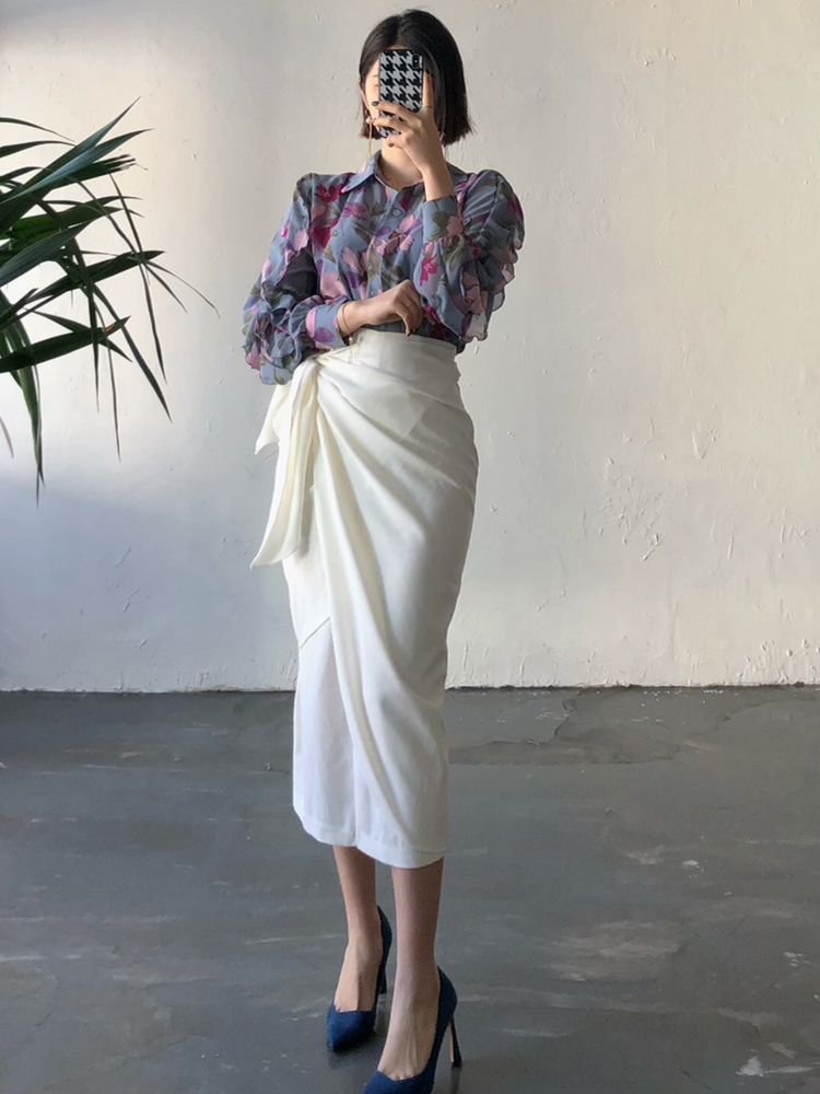 Buddies home Korea purchasing New summer spring A little mature~fold Frenum Mid length version skirtin the Women's clothing/Boutique , Skirts category - from Buy2taobao.com to provide professional Taobao agent buy service