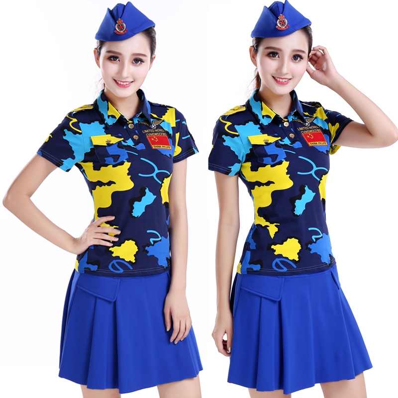 Camp square dance sailor clothing brand new Woman suit 2018 new pattern Camouflage Short Sleeve T-shirt Costumein the Sports/Yoga/Fitness/Fans supplies , Dance/Aerobics/Gymnastics , Square Dance , Square Dance Set category - from Buy2taobao.com to provide professional Taobao agent buy service