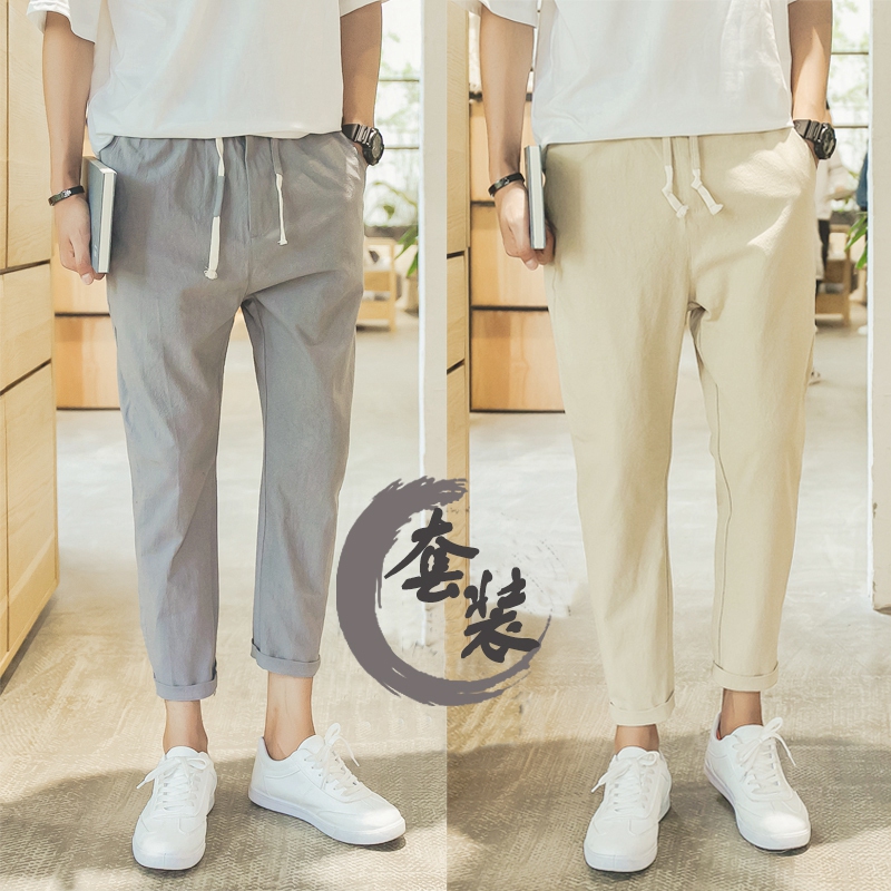 Flax leisure time trousers man Chinese style Easy Haren pants Large Beam feet motion Ninth pants Knickersin the Men's clothing, Casual pants category - from Buy2taobao.com to provide professional Taobao agent buy service