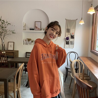 2019新款女网红款卫衣连帽初中生秋装帽衫女外穿懒庸百搭潮流