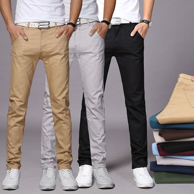 休闲裤男士修身黑色秋季韩版潮流宽松薄款大码男装商务直筒长裤子