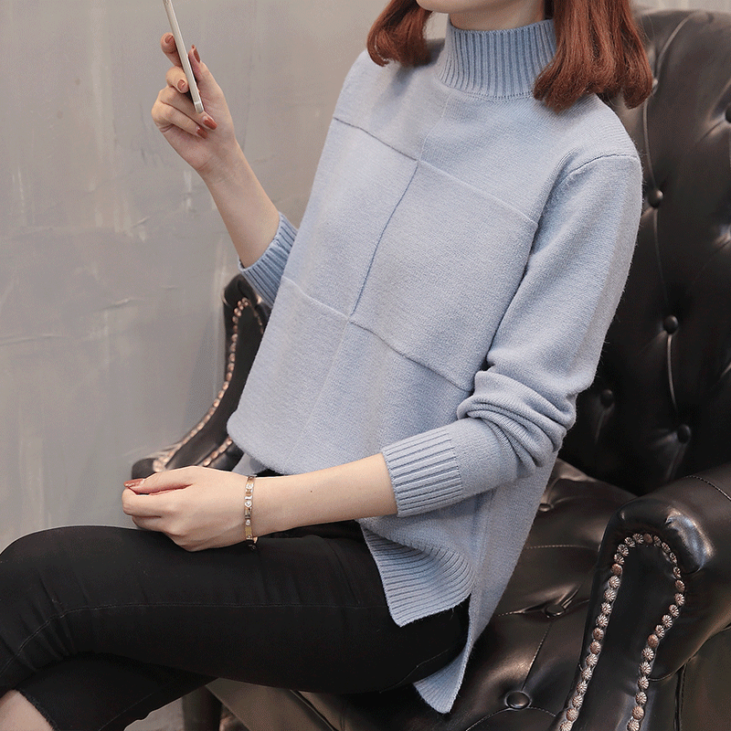 Pink Shell 2018 Autumn and winter new pattern Korean Edition Women's wear Lazy wind Half a knitting Base coat Easy sweater coatin the Women's clothing/Boutique , Sweaters category - from Buy2taobao.com to provide professional Taobao agent buy service