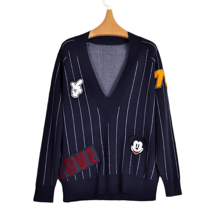 New products!Rub AK special counter discount Autumn and winter dark blue V-neck stripe wool Sweater Cardigan MA161JEY52-B78in the Women's clothing/Boutique , Sweaters category - from Buy2taobao.com to provide professional Taobao agent buy service