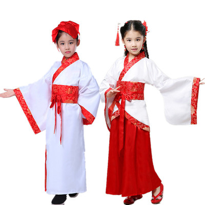 儿童古装小书童服装唐代汉代国学民族服装男童女童宋代书童表演服