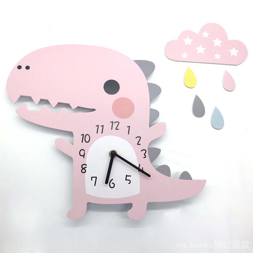 ins Nordic Children's Room a living room Mute clocks and watches Cartoon swan Wall hanging Clock kindergarten dinosaur Wall clockin the Home accessories , Stickers , Other Stickers category - from Buy2taobao.com to provide professional Taobao agent buy service