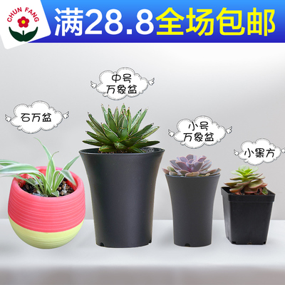 圆形方形石丸盆万象盆黑方组合加厚多肉绿植植物花盆家用室内批发