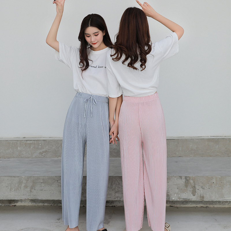 2019 summer Wide leg pants Chiffon Borneol Bouffancy Ice leisure time motion Home Broad leg Korean Edition Casual pantsin the Women's clothing/Boutique , Pants , Casual pants category - from Buy2taobao.com to provide professional Taobao agent buy service
