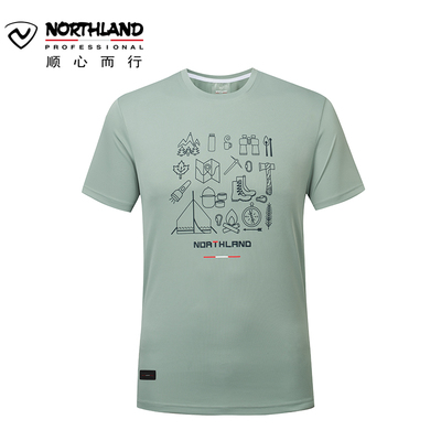 诺诗兰19春夏户外男士快干排汗短袖运动T恤GQ085127