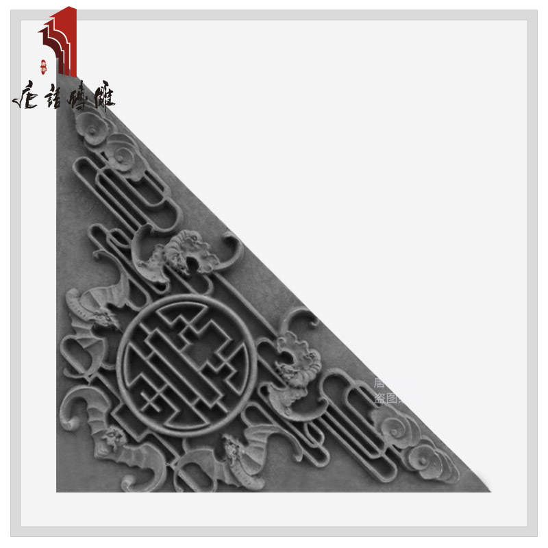 唐语砖雕 仿古浮雕 线条角花 影壁墙装饰 39*39cm福字角花JH390-1|ruв категории основы строительных материалов, кирпич, кирпич - от Buy2taobao.com для оказания профессиональной услуги покупки агента Taobao