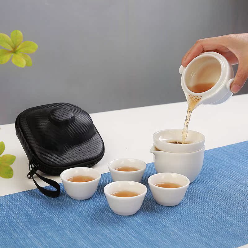 陶瓷旅行功夫茶具套装便携包户外车载茶壶杯快客杯一壶四杯带过滤|msdalam kategori pinggan mangkuk, set teh, Kung Fu teh - dari Buy2taobao.com untuk memberikan perkhidmatan ejen Taobao profesional membeli