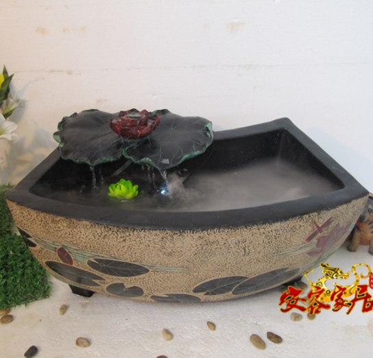 新中式树脂落地养鱼喷泉流水水景船型鱼缸加湿器园林摆件盛夏莲池|ruв категории Домашний быт, украшения - от Buy2taobao.com для оказания профессиональной услуги покупки агента Taobao