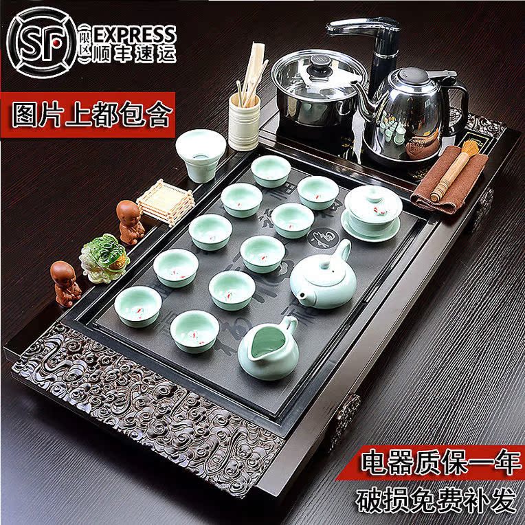 a complete set Kungfu Online tea set suit one solid wood ceramics tea tray household Simplicity Four electrothermal Magnetic furnace Straitin the Tableware , Tea set , Tea package category - from Buy2taobao.com to provide professional Taobao agent buy service