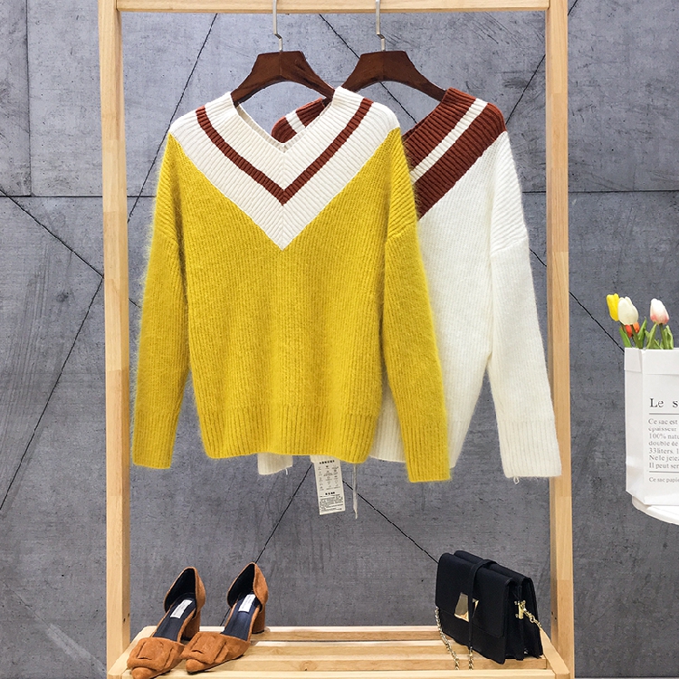 V-neck Hit color have cash less than that is registered in the accounts sweater Confucianism TTin the Women's clothing/Boutique , Sweaters category - from Buy2taobao.com to provide professional Taobao agent buy service