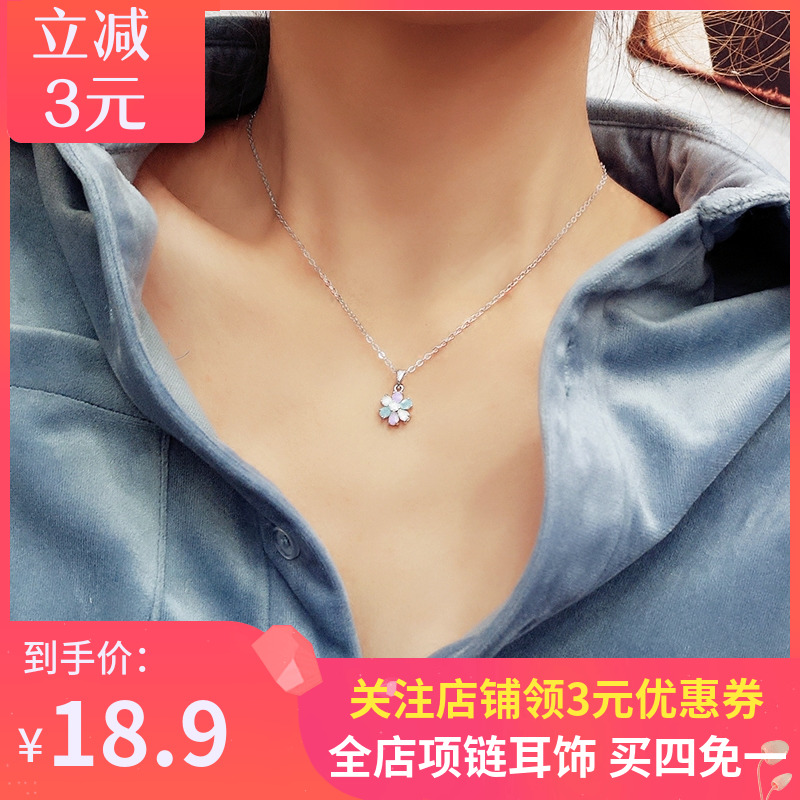 s925 Sterling Silver clavicle Japan and South Korea Simplicity temperament student Sen family originality colour Petal Trendsetter gift Necklacein the Accessories/Fashion Jewelry, Pendant/Pendant category - from Buy2taobao.com to provide professional Taobao agent buy service