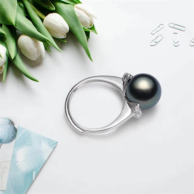 9-11mm Tahiti Black Pearl Malachite green Ring Sterling Silver 925 quality goods adjust Xin manin the Jewelry/Diamond/Jade/Gold , Natural pearls (New) , Bracelets category - from Buy2taobao.com to provide professional Taobao agent buy service