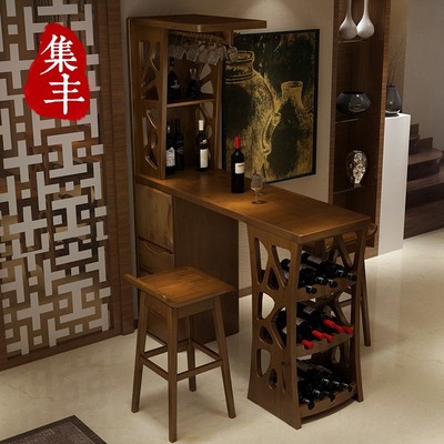 实木桌 家用酒柜隔断柜靠墙 客厅厨房玄关美式酒吧柜吧台