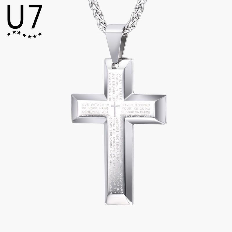 u7 Scripture cross Necklace Europe and America personality Pendant have more cash than can be accounted for sweater chain Titanium Accessories Lanyards Letteringin the Accessories/Fashion Jewelry, Necklace category - from Buy2taobao.com to provide professional Taobao agent buy service