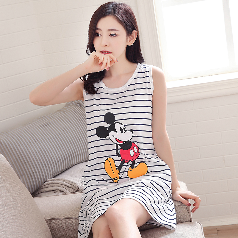 lady Cotton vest Home Furnishings Sweet Sleeveless Mid length version pajamas XL summer pure cotton Conjoined Nightdressin the Lingerie/Men's underwear/Tracksuit , Lingerie category - from Buy2taobao.com to provide professional Taobao agent buy service