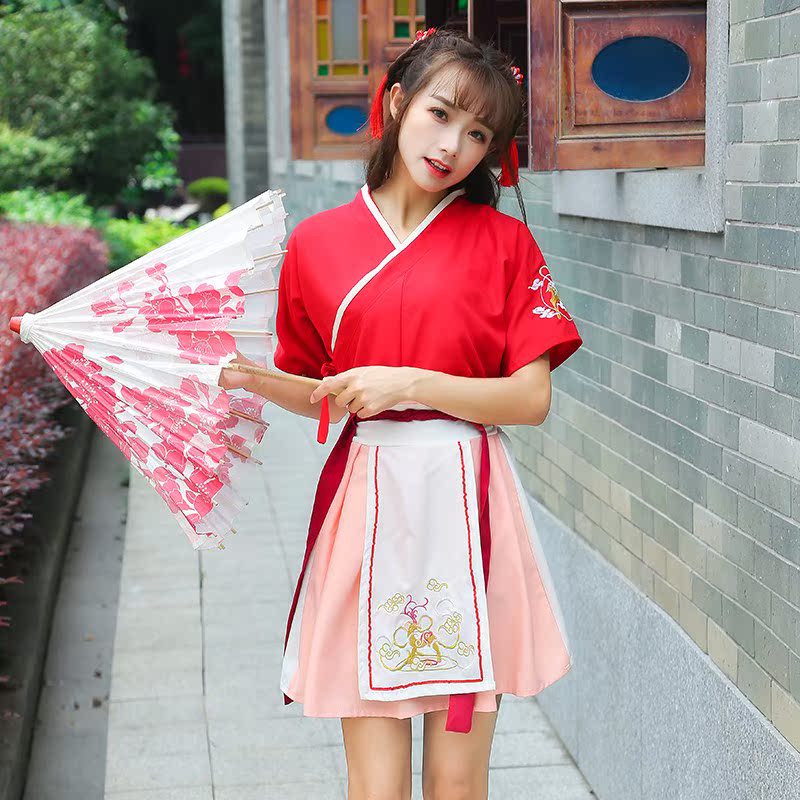 新款 日常汉服小鹿绣花中国风改良汉元素班服套装女短裙交领古装|msdalam kategori Butik wanita / wanita, pakaian/pakaian kebangsaan/peringkat pakaian, pakaian kebangsaan/pakaian - dari Buy2taobao.com untuk memberikan perkhidmatan ejen Taobao profesional membeli