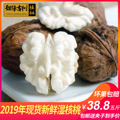 云南2019年新鲜核桃薄皮纸皮去青皮湿核桃生核桃黑桃5斤装现货
