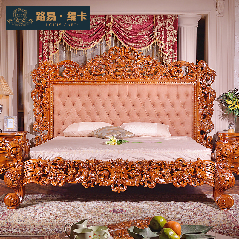 Indonesia Imported Teak high-grade villa Luxurious carving furniture European style Master Bedroom All solid wood Double bedin the Residential furniture , Beds , Solid wood bed category - from Buy2taobao.com to provide professional Taobao agent buy service