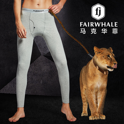 马克华菲秋裤男单件纯棉毛裤紧身薄款线裤青年打底保暖裤男士冬季